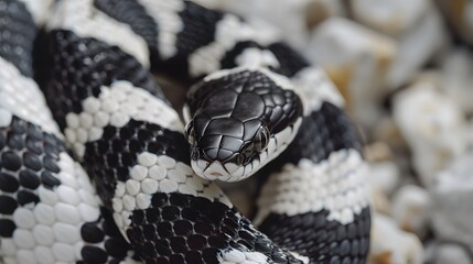 Fototapeta premium Snow eastern kingsnake, Lampropeltis getula californiae.