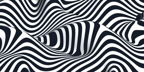 Fototapeta premium Abstract Wavy Lines in Black and White