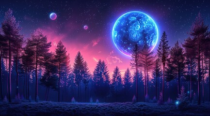 Naklejka premium night sky and moon