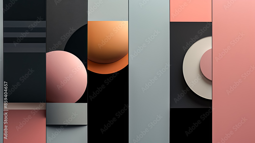 Poster a series of abstract shapes in various colors and sizes