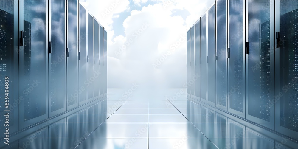 Poster cloud edge tech supports high user capacity. concept cloud computing, scalability, user capacity man