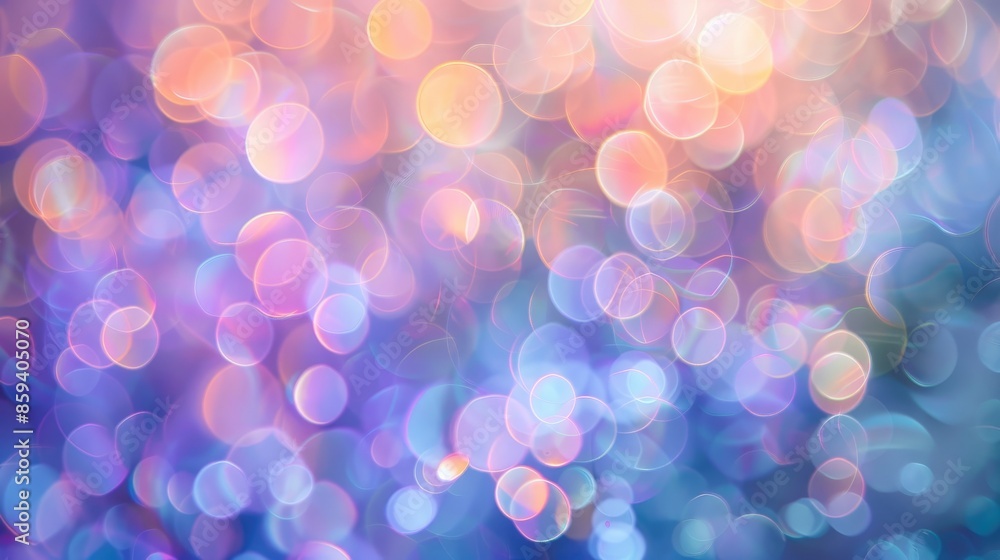 Poster soft pastel bokeh circles of light, creating an abstract background with a serene and calming vibe