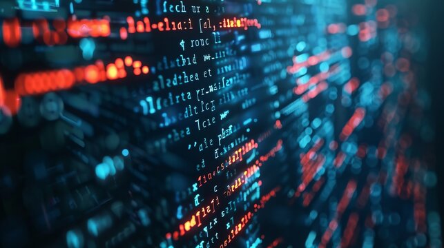Concept of technology and the complexity of computer programming. A colorful image of computer code with a lot of different colors and numbers.
