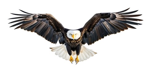 Obraz premium Eagle in flight on white background. Concept Birds of Prey, Wildlife Photography, Animal Portraits, Classic Backdrops