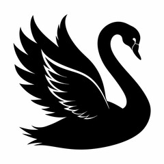 Obraz premium Black silhouette swan Illustration Art Victor