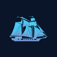 sailing ship vector logo design