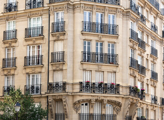 Elegant building in Paris on a sunny day