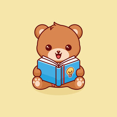 a cartoon of a teddy bear reading a book 