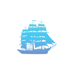 ancient war sailing ship vector logo design