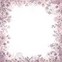 Self digital painted floral frame with copy space in the middle - digital illustration