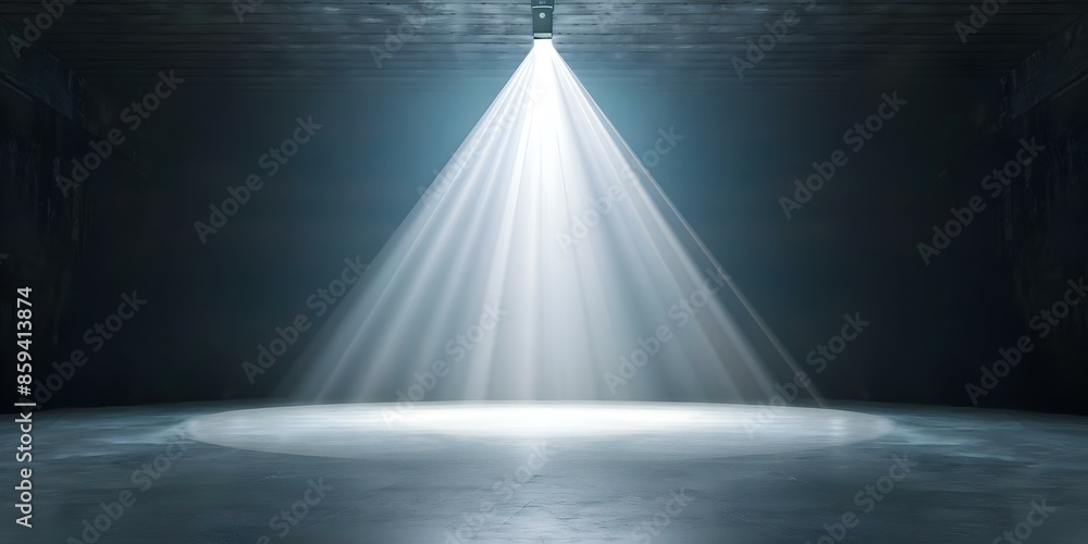 Aufkleber projector beam shining on rectangular ceiling illuminating central background rectangle. concept lig