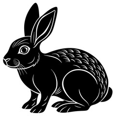 Rabbit shadow on white background, rabbit silhouettes