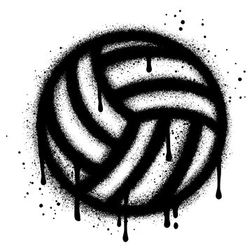 Spray Painted Graffiti Volleyball ball icon  Sprayed isolated with a white background.