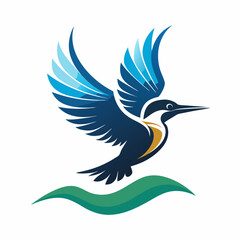 Obraz premium Colorful Kingfisher Bird in Flight – Nature Wildlife Vector Illustration