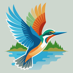Fototapeta premium Colorful Kingfisher Bird in Flight – Nature Wildlife Vector Illustration