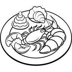 Delicious food line art for coloring book