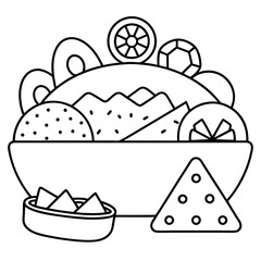 Delicious food line art for coloring book
