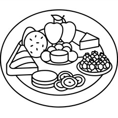 Delicious food line art for coloring book