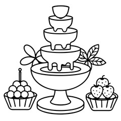 Delicious food line art for coloring book
