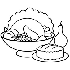Delicious food line art for coloring book