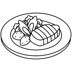 Delicious food line art for coloring book