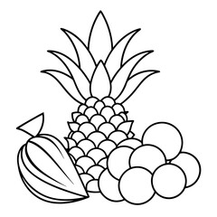 Delicious food line art for coloring book