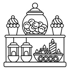 Delicious food line art for coloring book