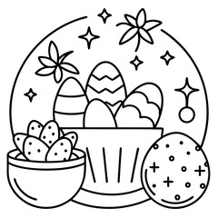 Delicious food line art for coloring book