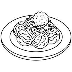 Delicious food line art for coloring book