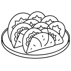 Delicious food line art for coloring book