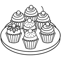 Delicious food line art for coloring book