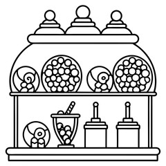 Delicious food line art for coloring book