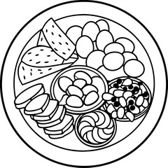 Delicious food line art for coloring book