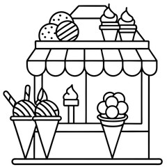 Delicious food line art for coloring book