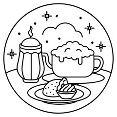 Delicious food line art for coloring book