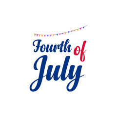 Fototapeta premium Fourth of July happy independence day horizontal banner. USA day celebration flyer with realistic dazzling display of fireworks.