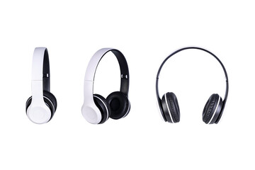 Sets of Headphones wireless isolated on white background with clipping path.