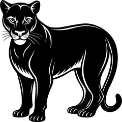 Black panther silhouette isolated on white background