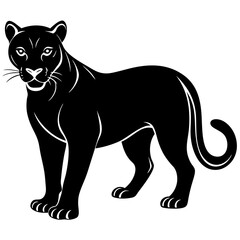 Black panther silhouette isolated on white background