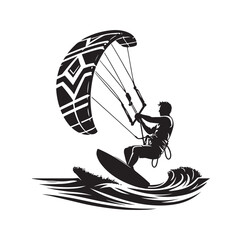 kitesurfing silhouette illustration icon vector