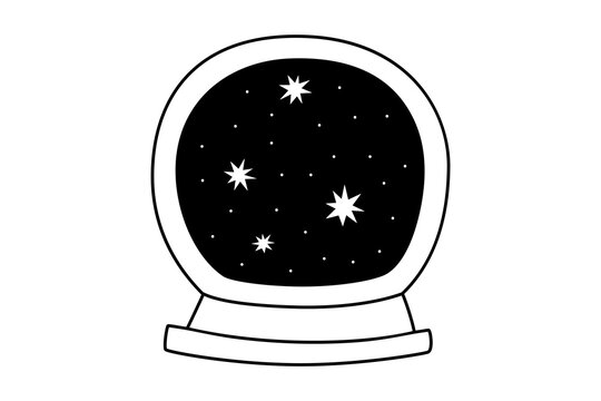 recommend clip art: Hand drawn cute outline illustration of magic crystal ball with stars. Flat vector astrology esoteric sticker in line art doodle style. Future prediction icon or print. Fortune teller witch. Isolated.