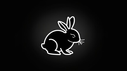 Fototapeta premium A white logo outline of a cool rabbit futuristic on a black background