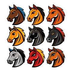 Horse Mascot Logo Set – Stylish and Powerful Equine Illustrations for Branding
