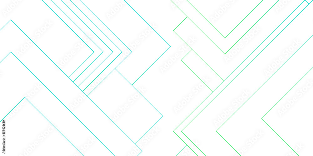 Poster Abstract background with white and teal color minimalistic technology concept. Blue and white futuristic architecture blueprint concept. Digital geometric connection blue lines with squares