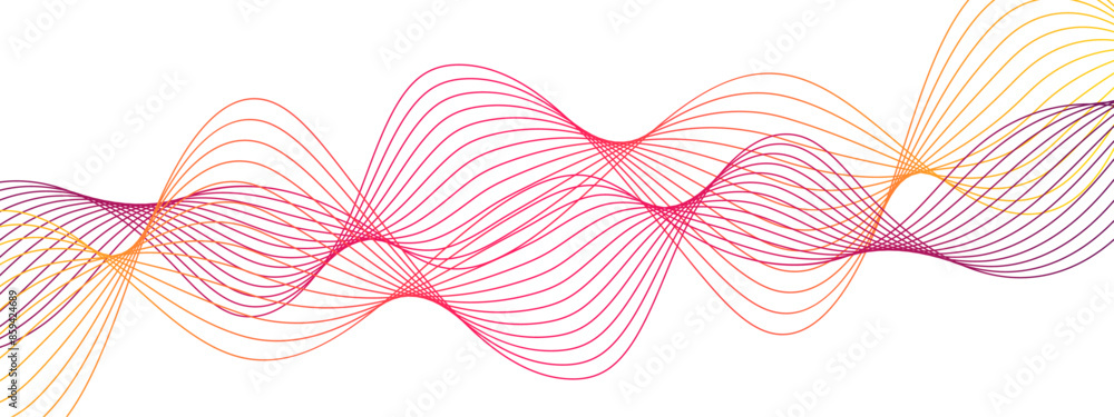 Leinwandbilder abstract futuristic blend pink and orange wavy tech lines with curved smooth stripes. wavy tech line