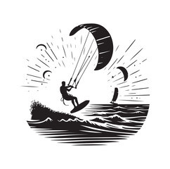 kitesurfing silhouette illustration icon vector