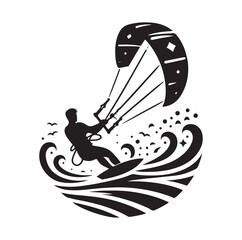 kitesurfing silhouette illustration icon vector