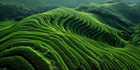Fototapeta premium Serene Green Terraces of a Lush Landscape