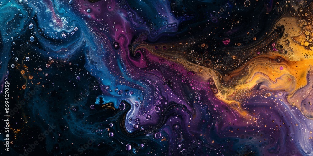 Poster artistic visual experience from vibrant colors blending into abstract patterns, creating a dynamic d