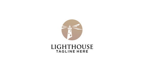 Creative lighthouse logo design with unique concept , premium vector